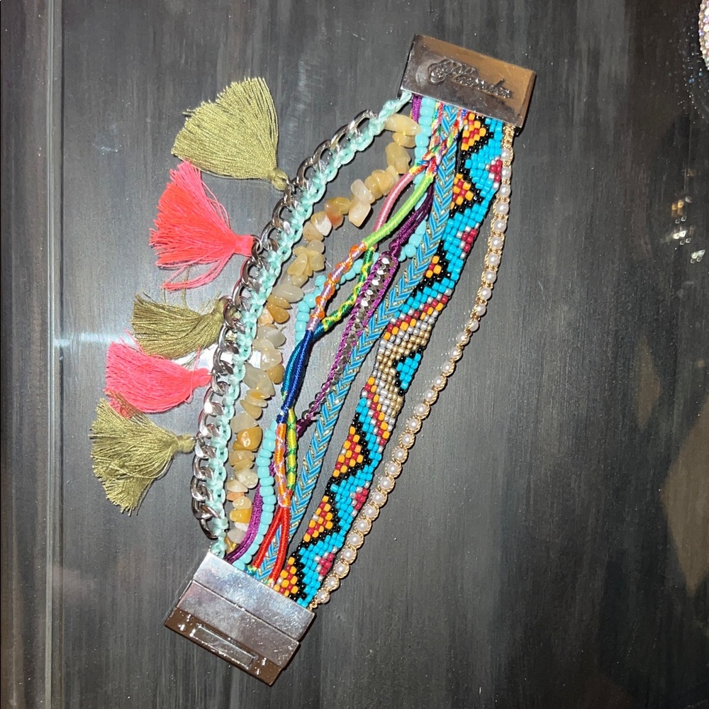 Plunder Vibrant Beaded Bracelet with Tassels